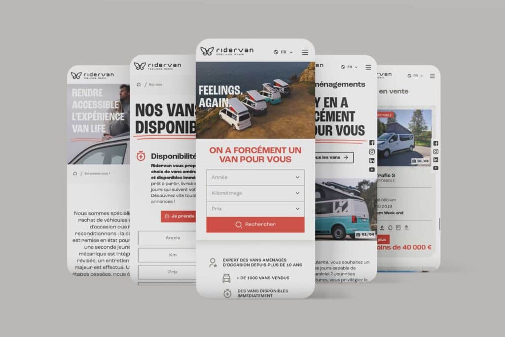 Version mobile du site Ridervan