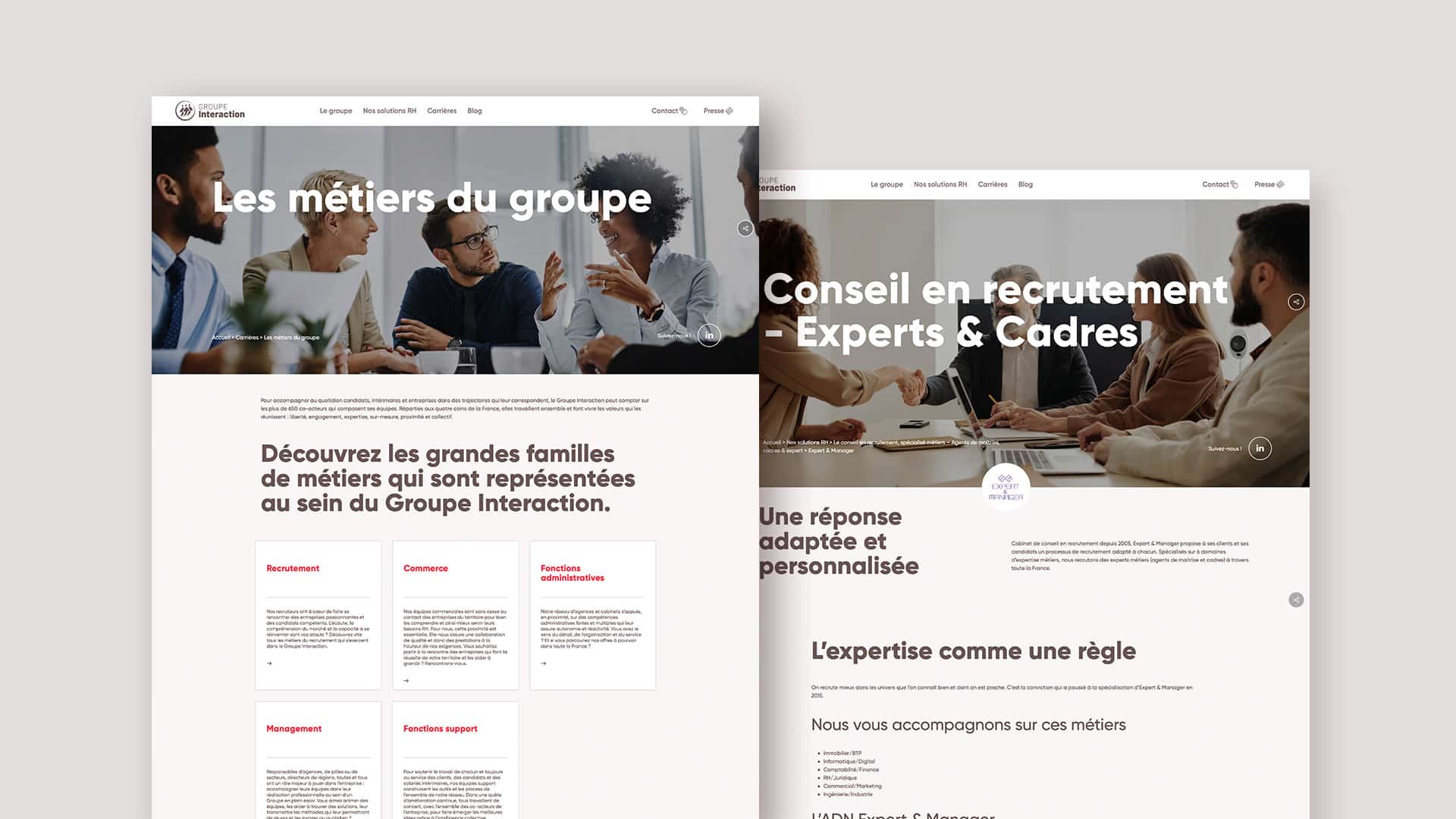 Exemples de page du nouveau site